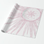 Elegant roze Sun Moon Doodle Mandala White Design Cadeaupapier (Uitgerold)