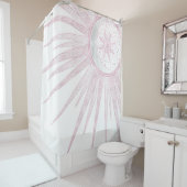 Elegant roze Sun Moon Doodle Mandala White Design Douchegordijn (In situ)