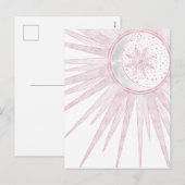 Elegant roze Sun Moon Doodle Mandala White Design Feestdagenkaart (Voorkant / Achterkant)