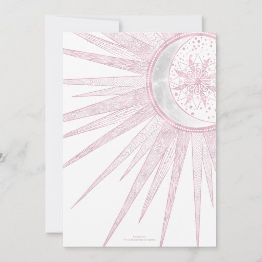 Elegant roze Sun Moon Doodle Mandala White Design Kaart (Achterkant)