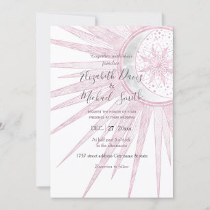 Elegant roze Sun Moon Doodle Mandala White Design Kaart