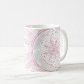 Elegant roze Sun Moon Doodle Mandala White Design Koffiemok (Voorkant rechts)