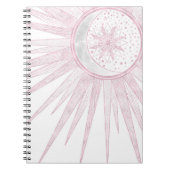 Elegant roze Sun Moon Doodle Mandala White Design Notitieboek (Voorkant)