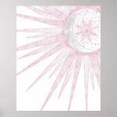 Elegant roze Sun Moon Doodle Mandala White Design Poster (Voorkant)