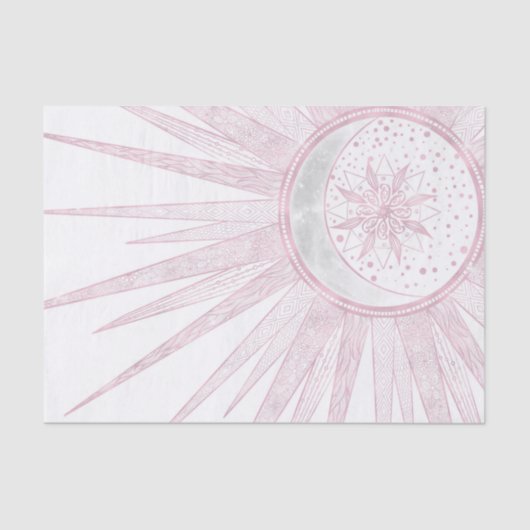 Elegant roze Sun Moon Doodle Mandala White Design Tissuepapier (Voorkant)