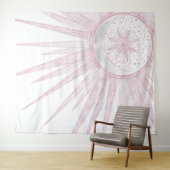 Elegant roze Sun Moon Doodle Mandala White Design Wandkleed (In Situ (horizontaal))