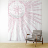 Elegant roze Sun Moon Doodle Mandala White Design Wandkleed (In situ)