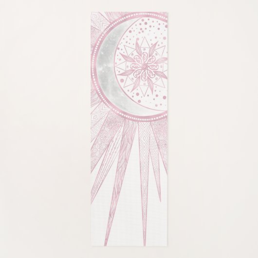 Elegant roze Sun Moon Doodle Mandala White Design Yogamat (Voorkant)