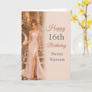 Elegant Roze Sweet 16 Verjaardagsfeestje Kaart