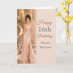 Elegant Roze Sweet 16 Verjaardagsfeestje Kaart