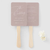 Elegant roze Taupe Moderne Calligraphy Wedding Handwaaier (Voorkant en achterkant)