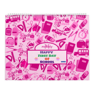 elegant roze Terug naar School Pattern Kalender