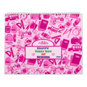 elegant roze  Terug naar School Pattern Kalender (Hoes)