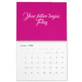 elegant roze Terug naar School Pattern Kalender (Jan 2026)