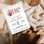 Elegant Roze Thema 1e verjaardag Uitnodiging