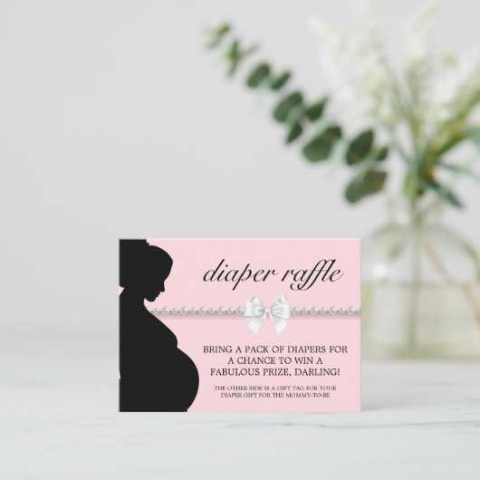 Elegant Roze Tiffany Luier Raffle Baby shower Informatiekaartje (Staand voorkant)