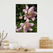 Elegant roze tijgelilies poster (Keuken)