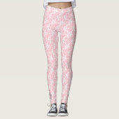 Elegant roze Tiny Roos Pattern Monogram Leggings (Voorkant)