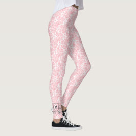 Elegant roze Tiny Roos Pattern Monogram Leggings
