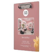 Elegant Roze Toevoegen Logo Custom Text Photo Busi Klembord (Links)