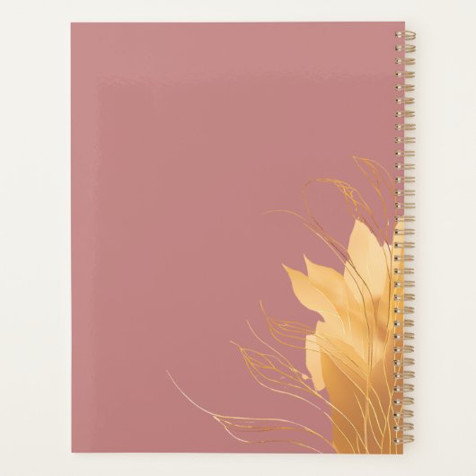 Elegant Roze Toevoegen Logo Custom Text Photo Busi Planner (Achterkant)