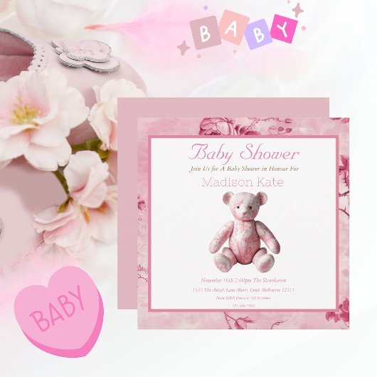 Elegant Roze Toile Baby shower Celebration