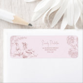 Elegant roze Toile de Jouy Baby shower Adres Etiket (Insitu)