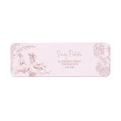 Elegant roze Toile de Jouy Baby shower Adres Etiket (Voorkant)