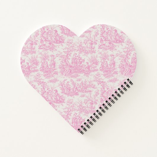 Elegant  roze toile de jouy hart notitieboek (Achterkant)