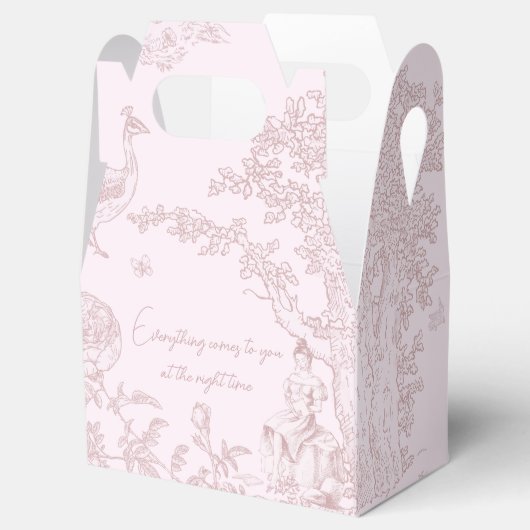 Elegant Roze Toile de Jouy Picknick Baby shower Bedankdoosjes (Geopend)