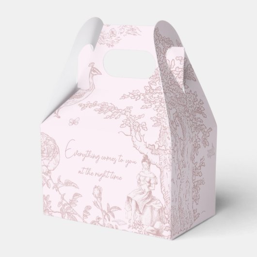 Elegant Roze Toile de Jouy Picknick Baby shower Bedankdoosjes (Voorkant Zijde)