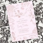 Elegant Roze Toile de Jouy Picknick Baby shower Kaart