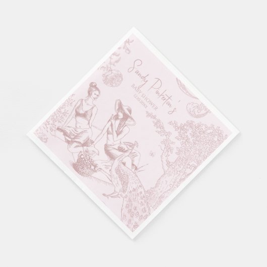 Elegant Roze Toile de Jouy Picknick Baby shower Servet (Hoek)