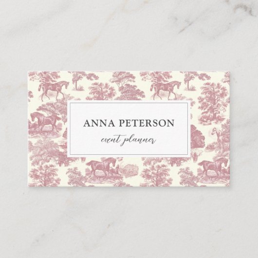 Elegant  Roze Toile Horse Visitekaartje (Voorkant)