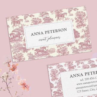 Elegant Roze Toile Horse Visitekaartje