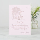 Elegant Roze Toile Jouy Baby shower Boekaanvraag Bedankkaart (Staand voorkant)