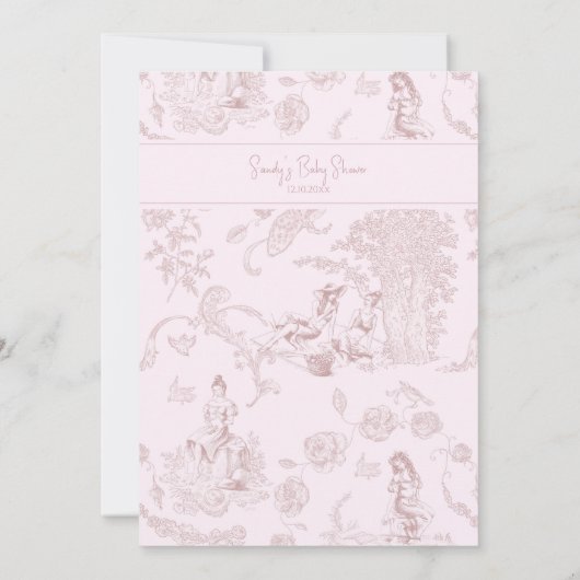 Elegant Roze Toile Jouy Baby shower Boekaanvraag Bedankkaart (Achterkant)