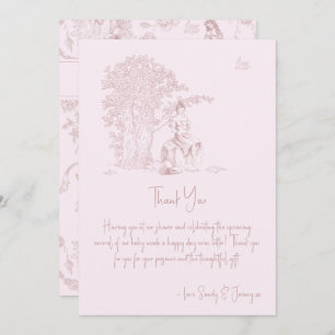 Elegant Roze Toile Jouy Baby shower Boekaanvraag Bedankkaart