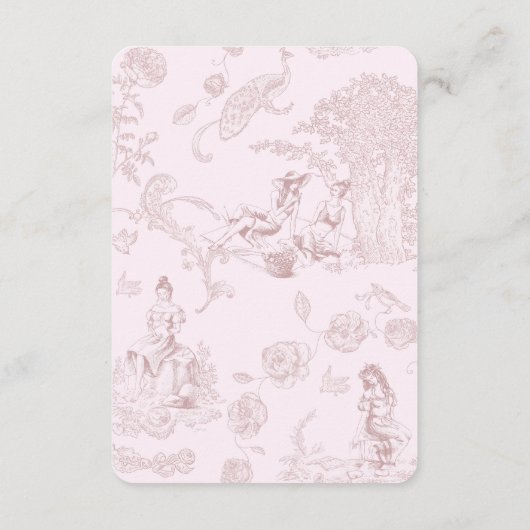 Elegant Roze Toile Jouy Baby shower Boekaanvraag Informatiekaartje (Achterkant)