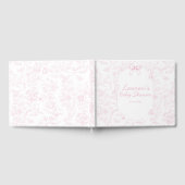Elegant Roze Toile Print Meisje Baby shower Gastenboek (Volledig)
