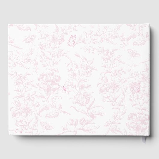 Elegant Roze Toile Print Meisje Baby shower Gastenboek (Achterkant)
