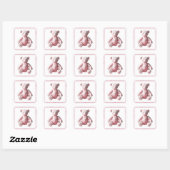  Elegant Roze Toile Teddy Bear Celebration Vierkante Sticker (Vel)