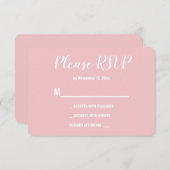 Elegant roze touwtjes over elkaar. RSVP kaartje (Voorkant / Achterkant)