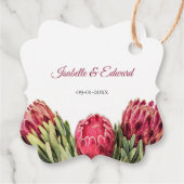 Elegant Roze Tropische Protea Bloemen Bruiloft Bedankjes Labels (Achterkant)