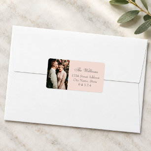 Elegant Roze Trouwfoto Adres Etiket
