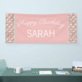 Elegant roze Tufted Pearls Happy Birthday Spandoek (Beurs)