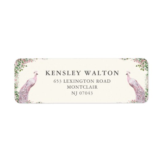 Elegant Roze Tuin Bruiloft Retouradres Label (Voorkant)