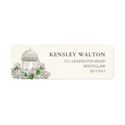Elegant Roze Tuin Bruiloft Retouradres Label (Voorkant)