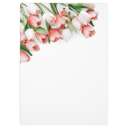 Elegant roze Tulip Floral & Stethoscoop verpleegst Klembord (Achterkant)