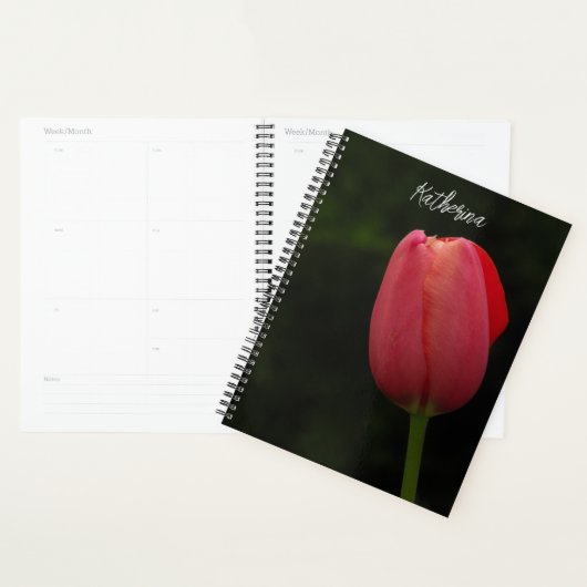 Elegant roze Tulip-fotoscript op maat Planner (Display)